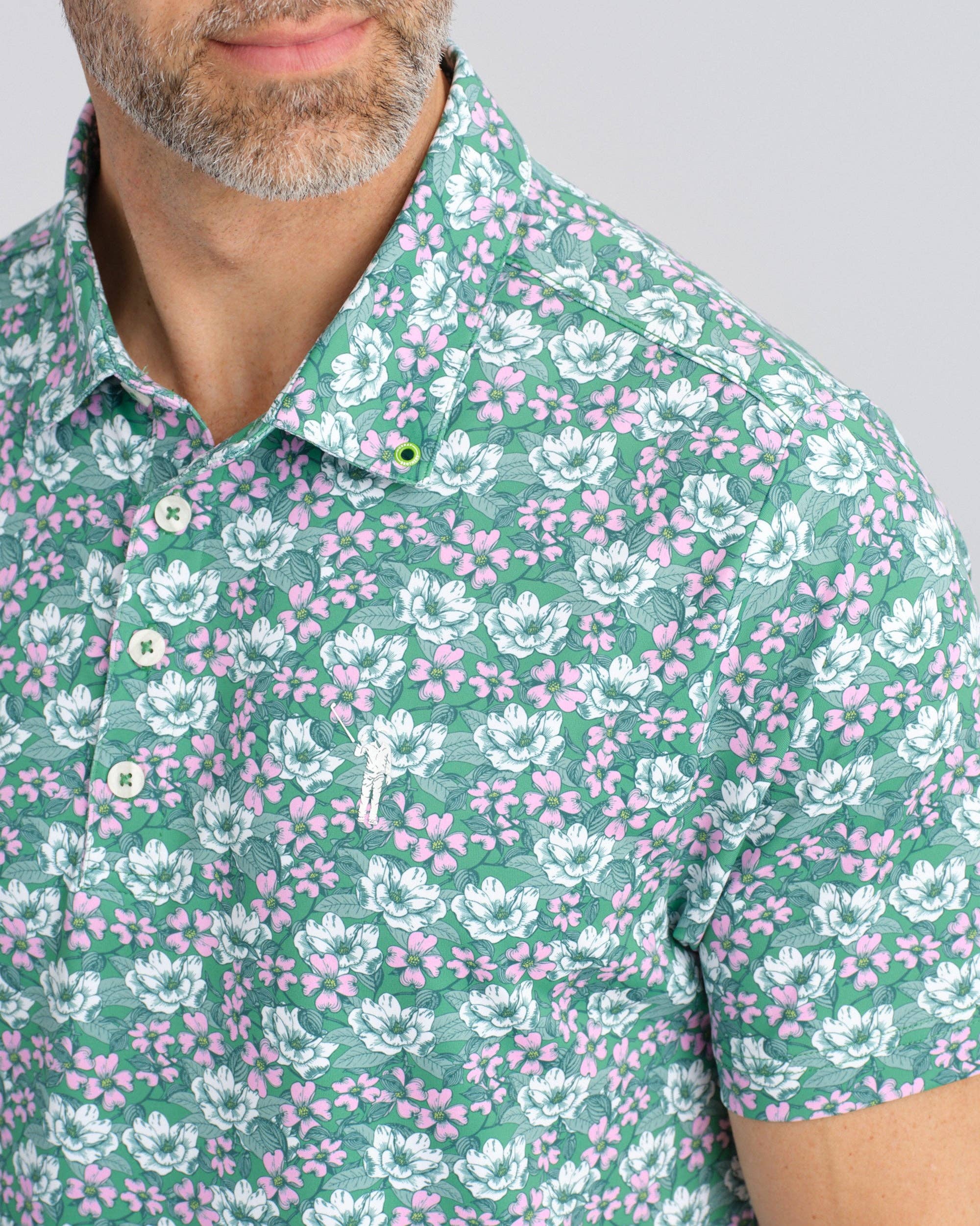 Southern Charm Men's Polo: Green Multi