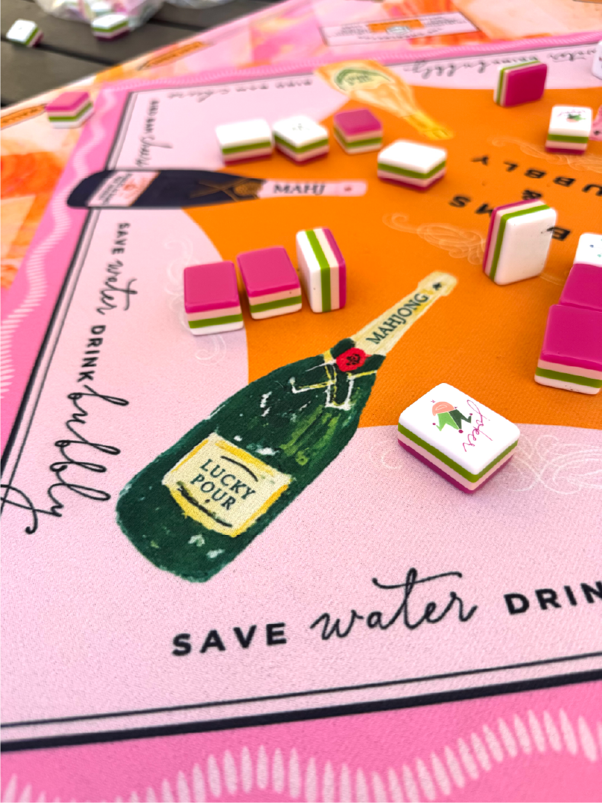 Anders Ruff Bams &amp; Bubbly Mahjong Mat | The Champagne &amp; Mahj Collection: 31.5" x 31.5"