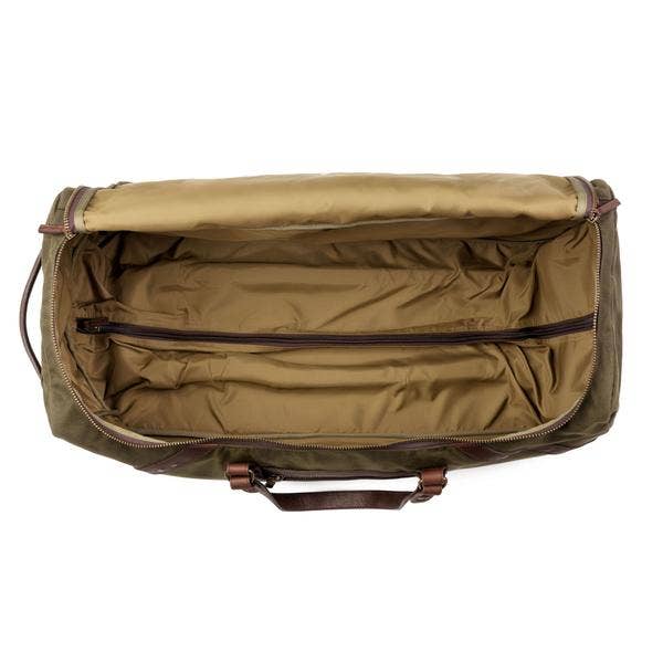 Mission Mercantile Campaign Waxed Canvas Large Roller Duffle Bag: Smoke / Brown