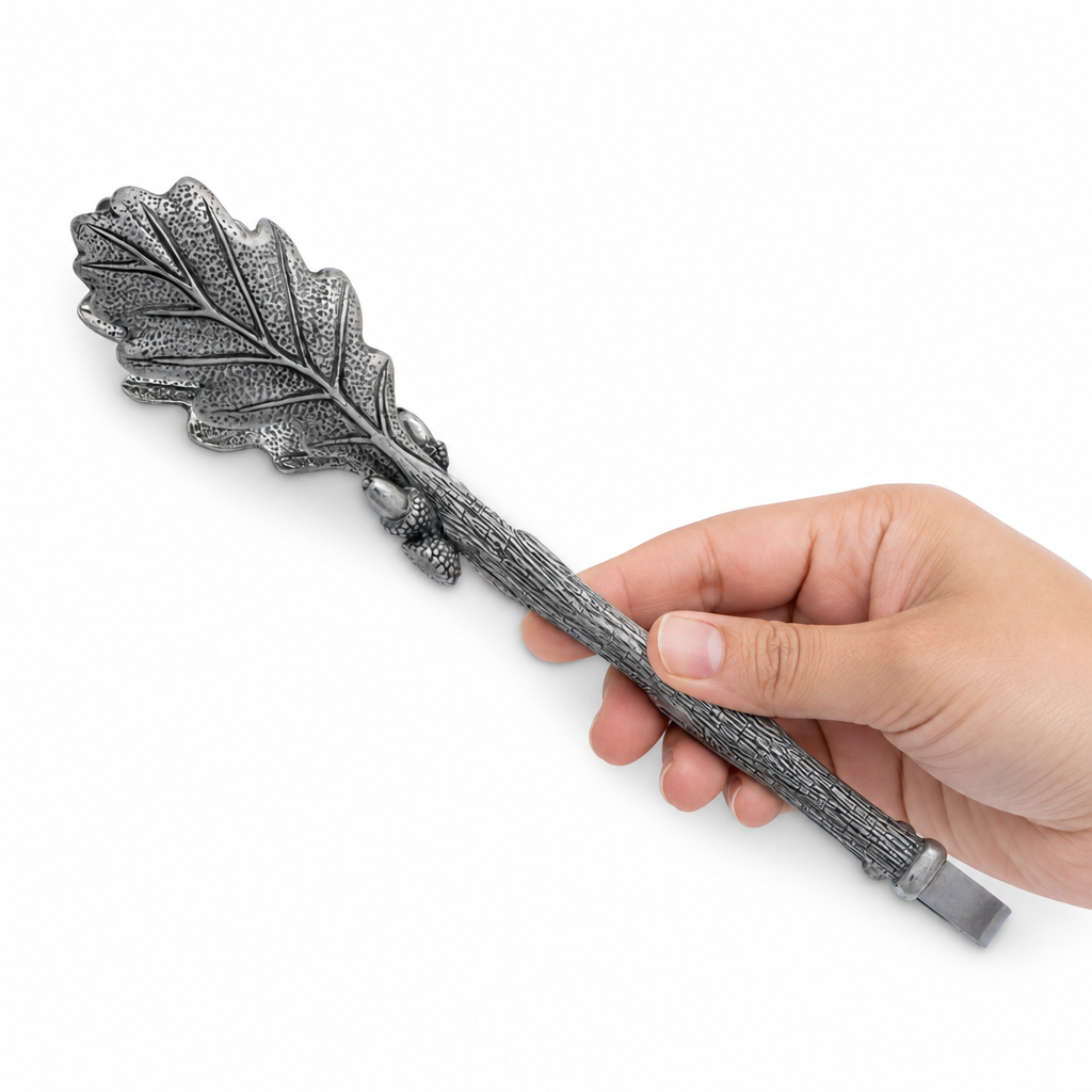 VAGABOND HOUSE Pewter Oak Leaf Pattern Ice / Bread Tongs