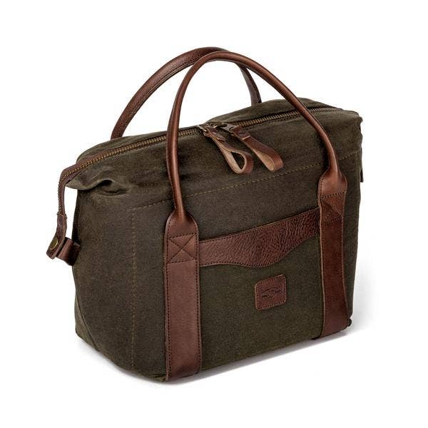 Mission Mercantile White Wing Waxed Canvas Cooler: Smoke / Brown