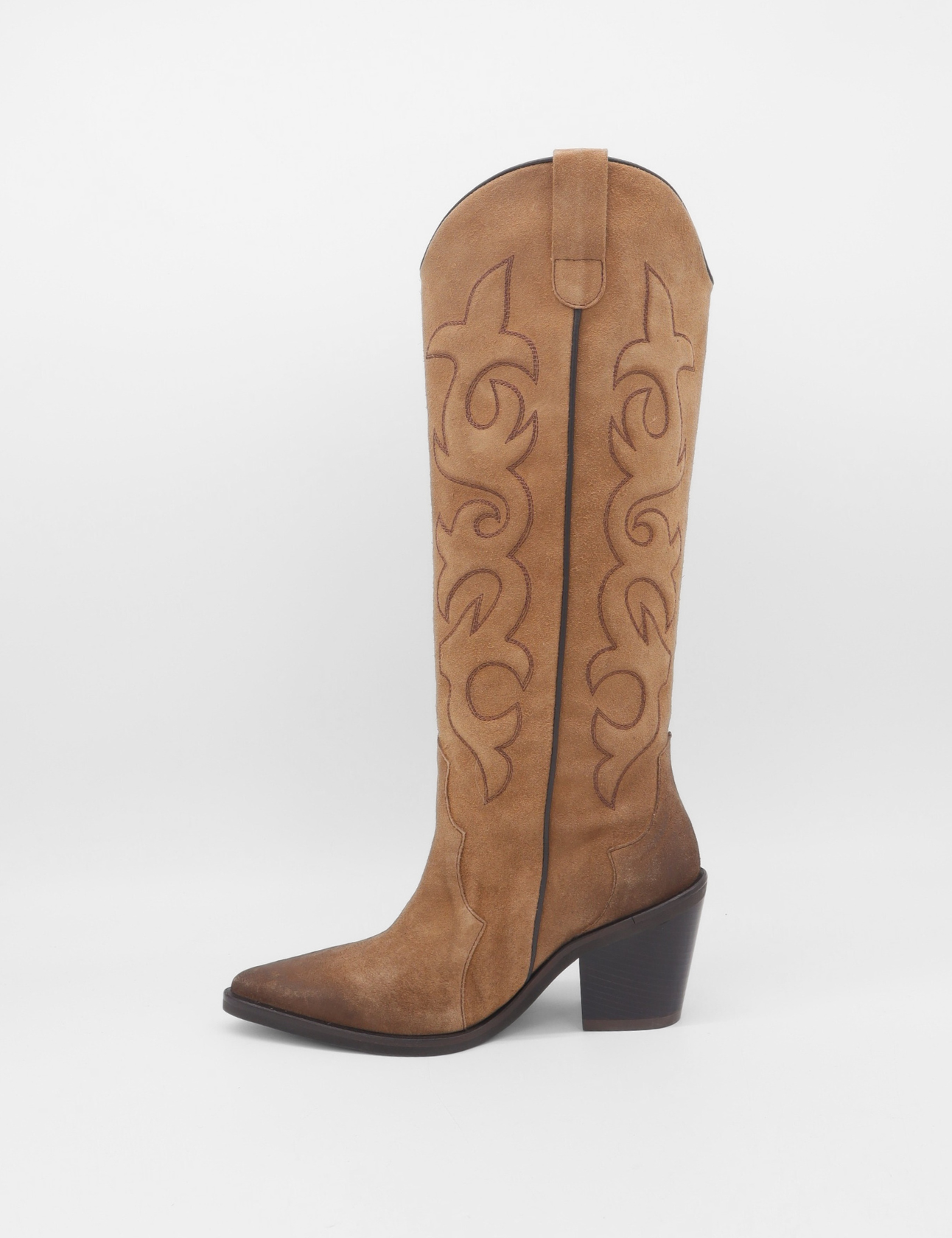 Stivali of New York Elora Women's Western Cowboy Boot in Mocha Suede Leather