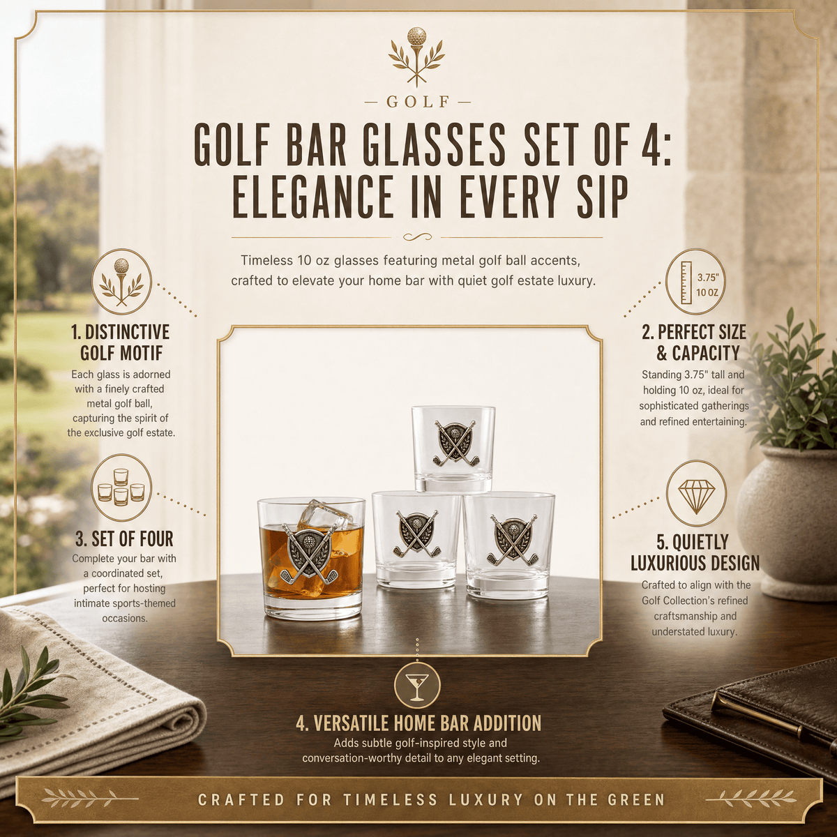 VAGABOND HOUSE Golf Bar Glasses - Set of 4
