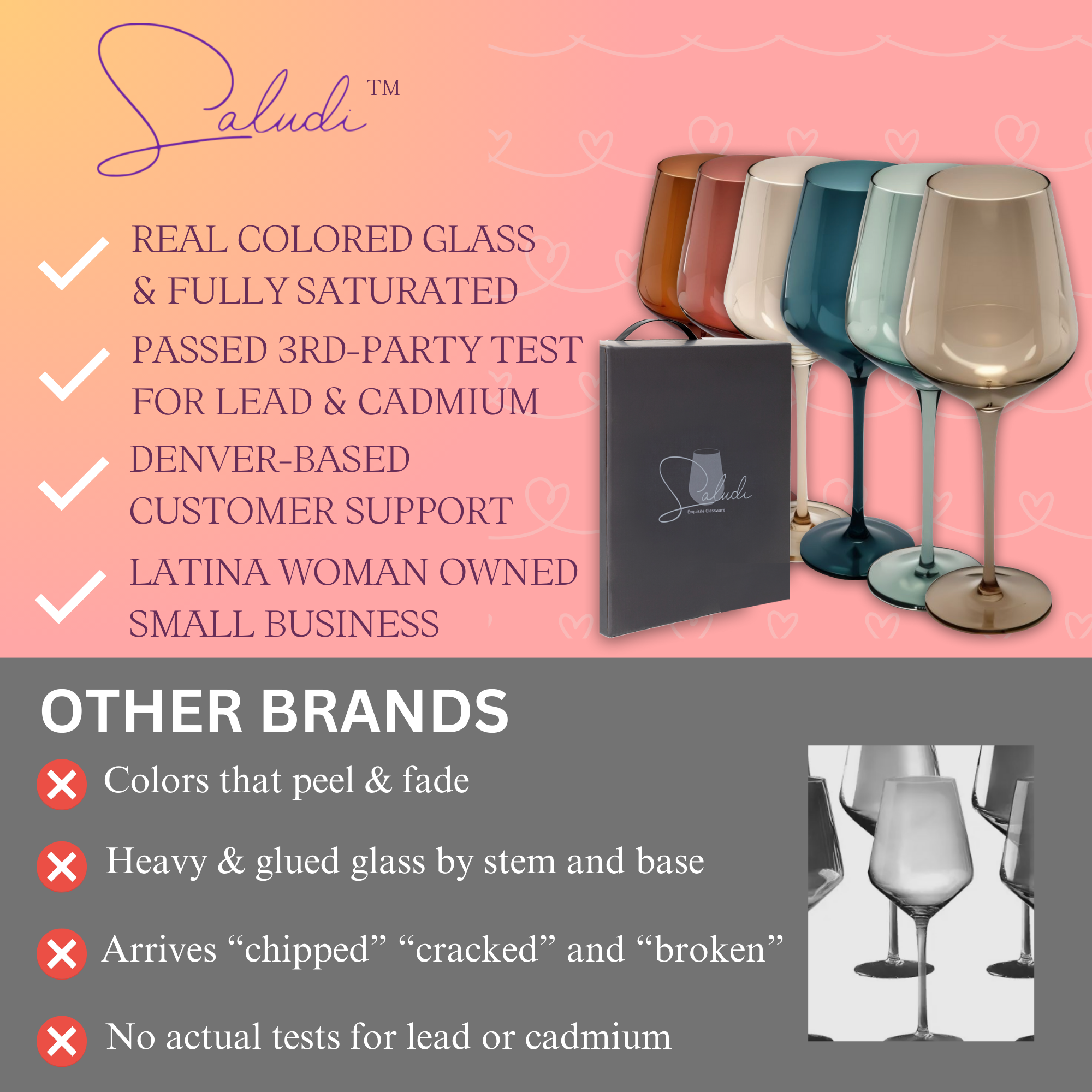 Saludi Glassware Multi-Colored Wine Glasses: Multi-Colored