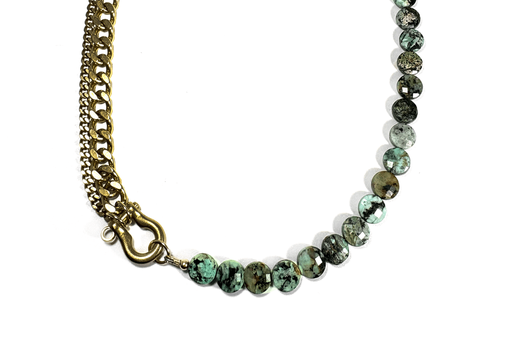 Rachel Nathan Shackle Duo African Turquoise Coin Necklace