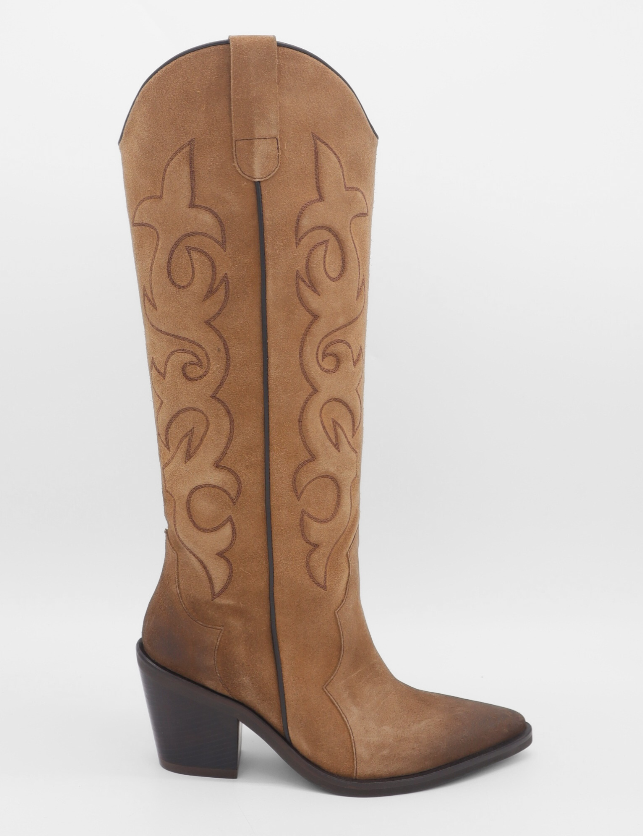 Stivali of New York Elora Women's Western Cowboy Boot in Mocha Suede Leather