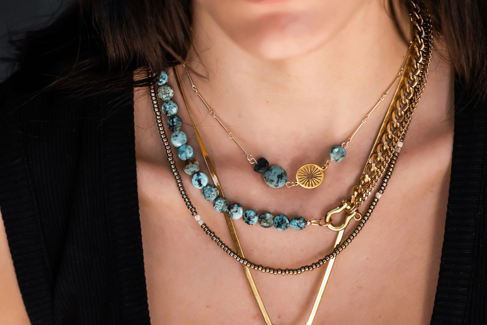 Rachel Nathan Shackle Duo African Turquoise Coin Necklace