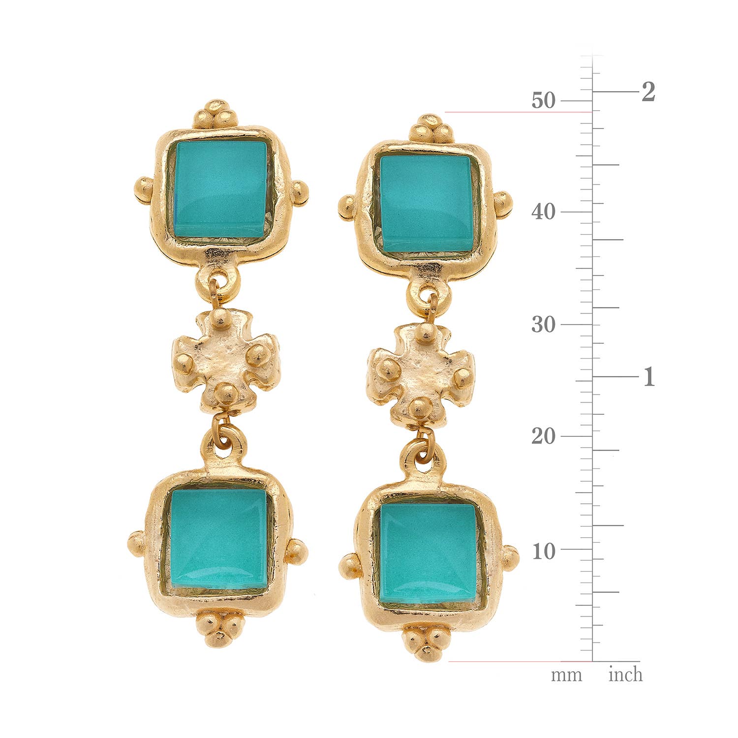 Susan Shaw Charlotte Deux Tier Earrings: Riviera Teal