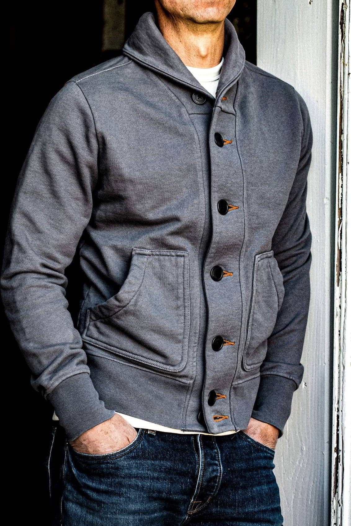 WIESMADE Men | Bodega Cardigan | 14oz 100% Cotton French Terry - Pebble: Pebble / L