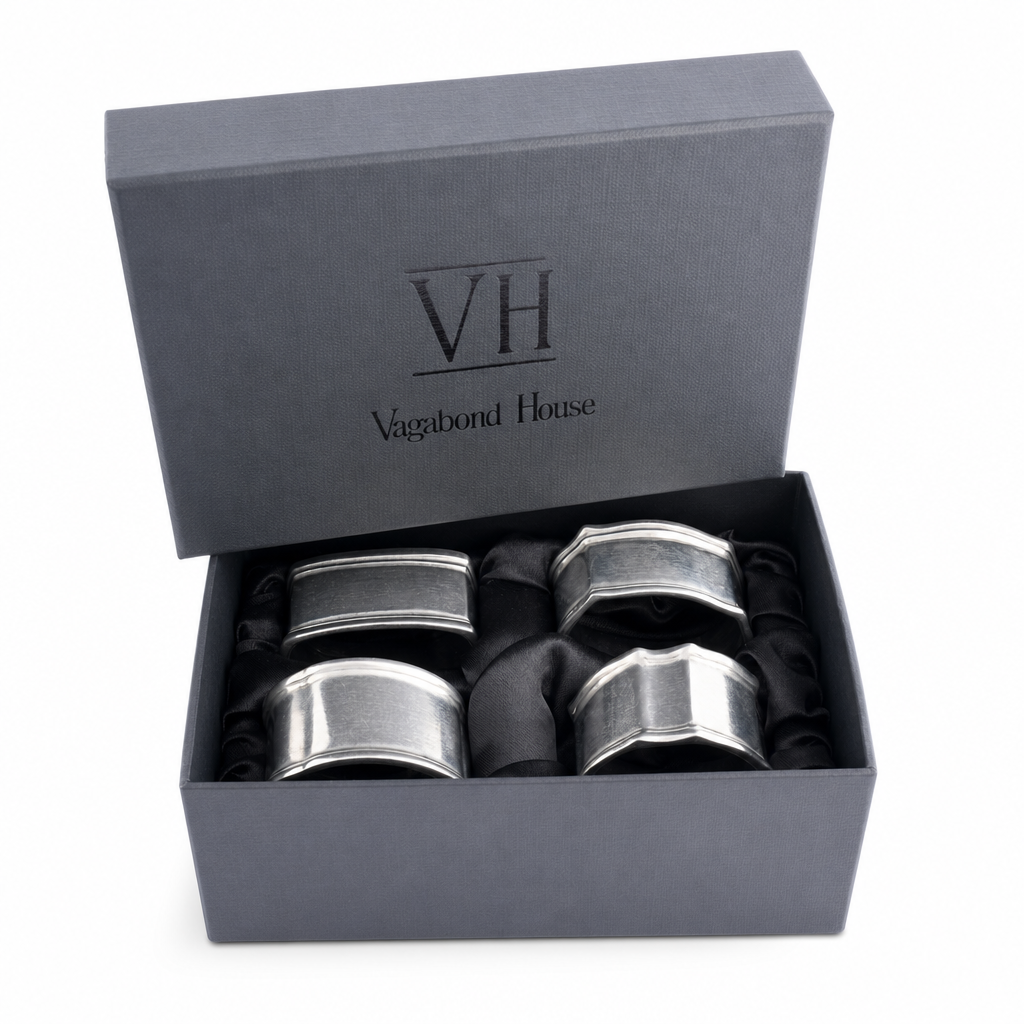 VAGABOND HOUSE Pewter Classic Napkin Ring Set (4)