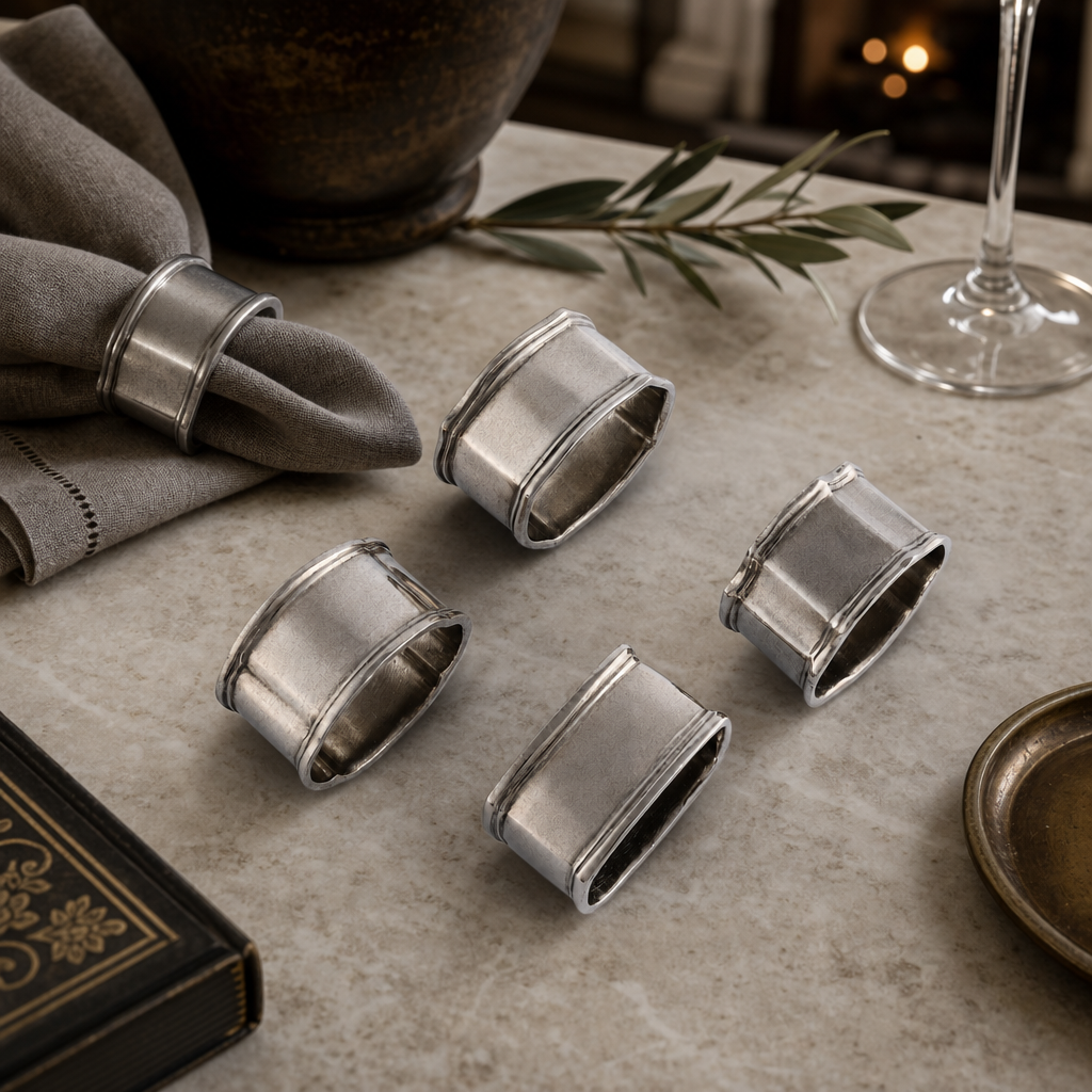 VAGABOND HOUSE Pewter Classic Napkin Ring Set (4)
