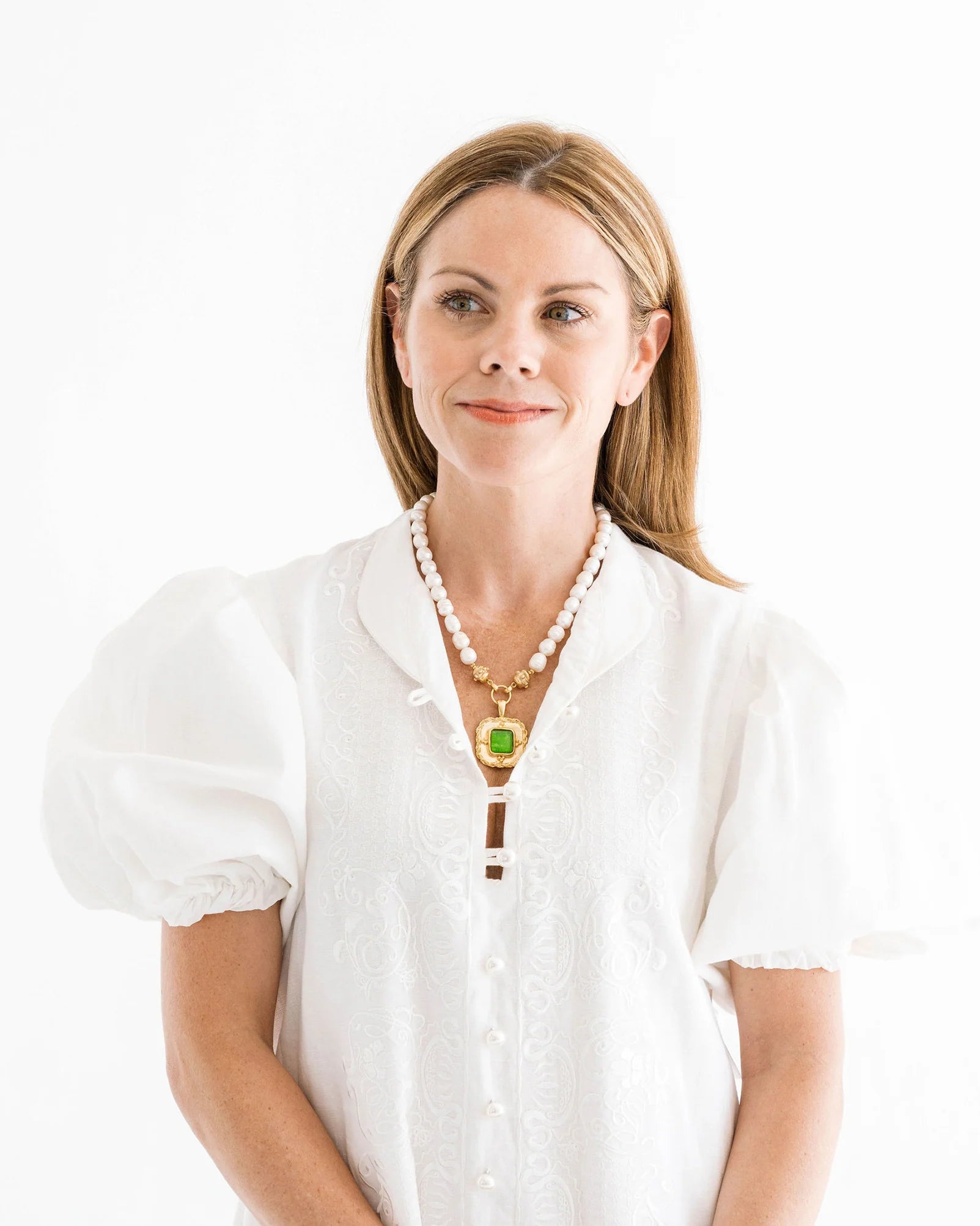 Susan Shaw Madeline Pearl Necklace: Spring Green