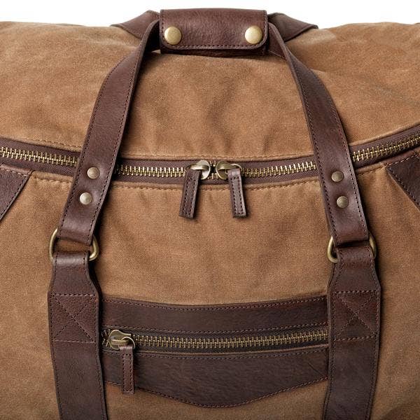 Mission Mercantile Campaign Waxed Canvas Rolling Carry-On Duffle Bag: Smoke / Forest
