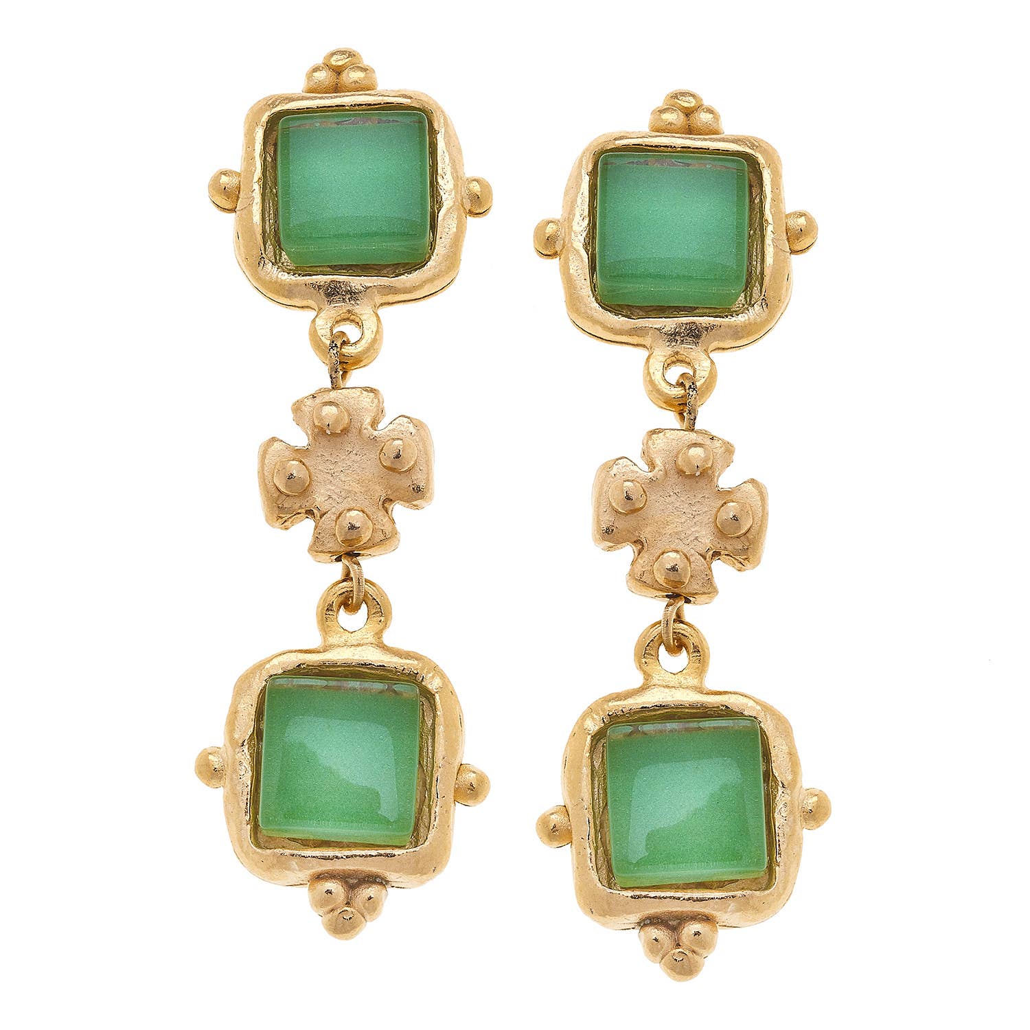 Susan Shaw Charlotte Deux Tier Earrings: Lime