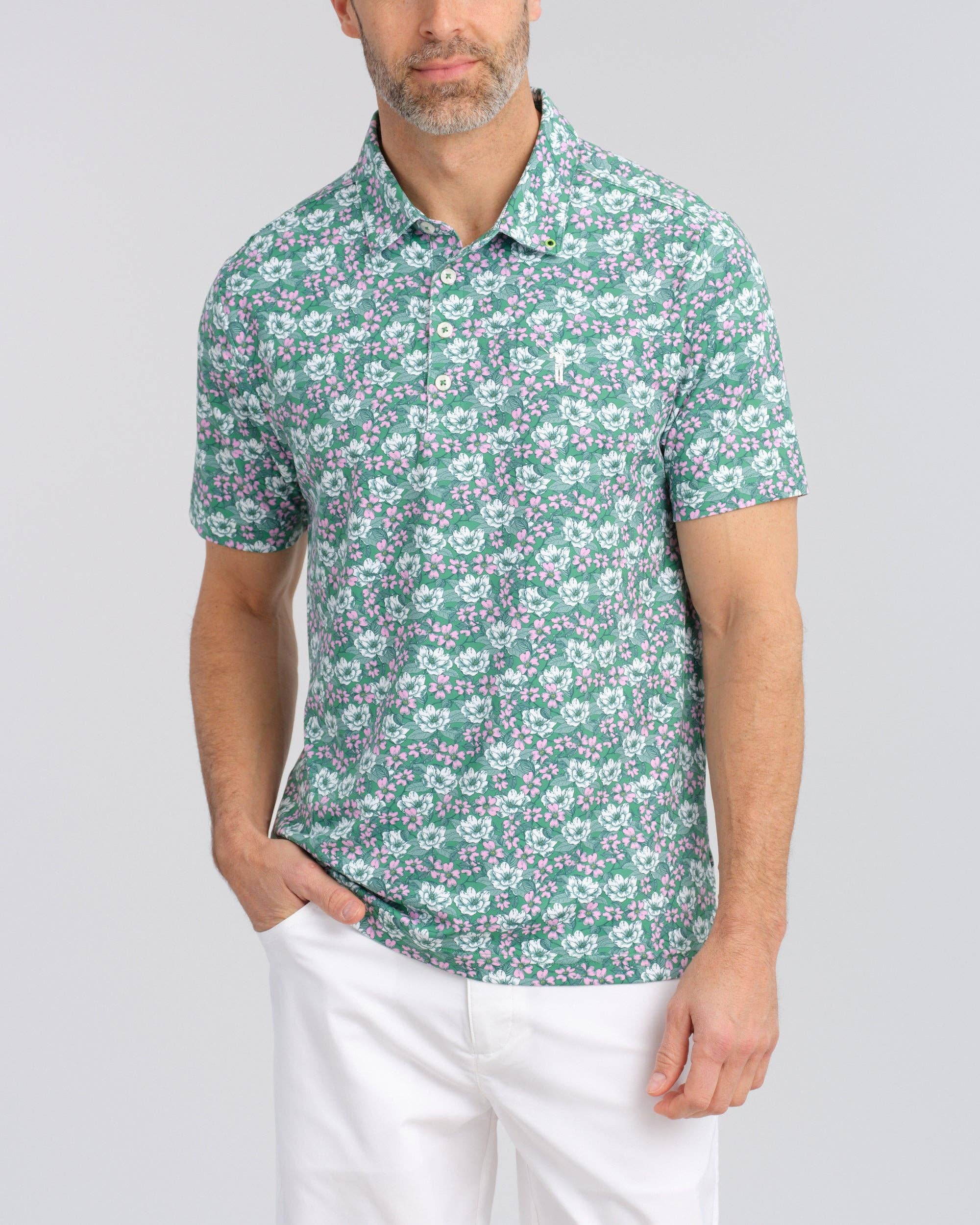 Southern Charm Men's Polo: Green Multi