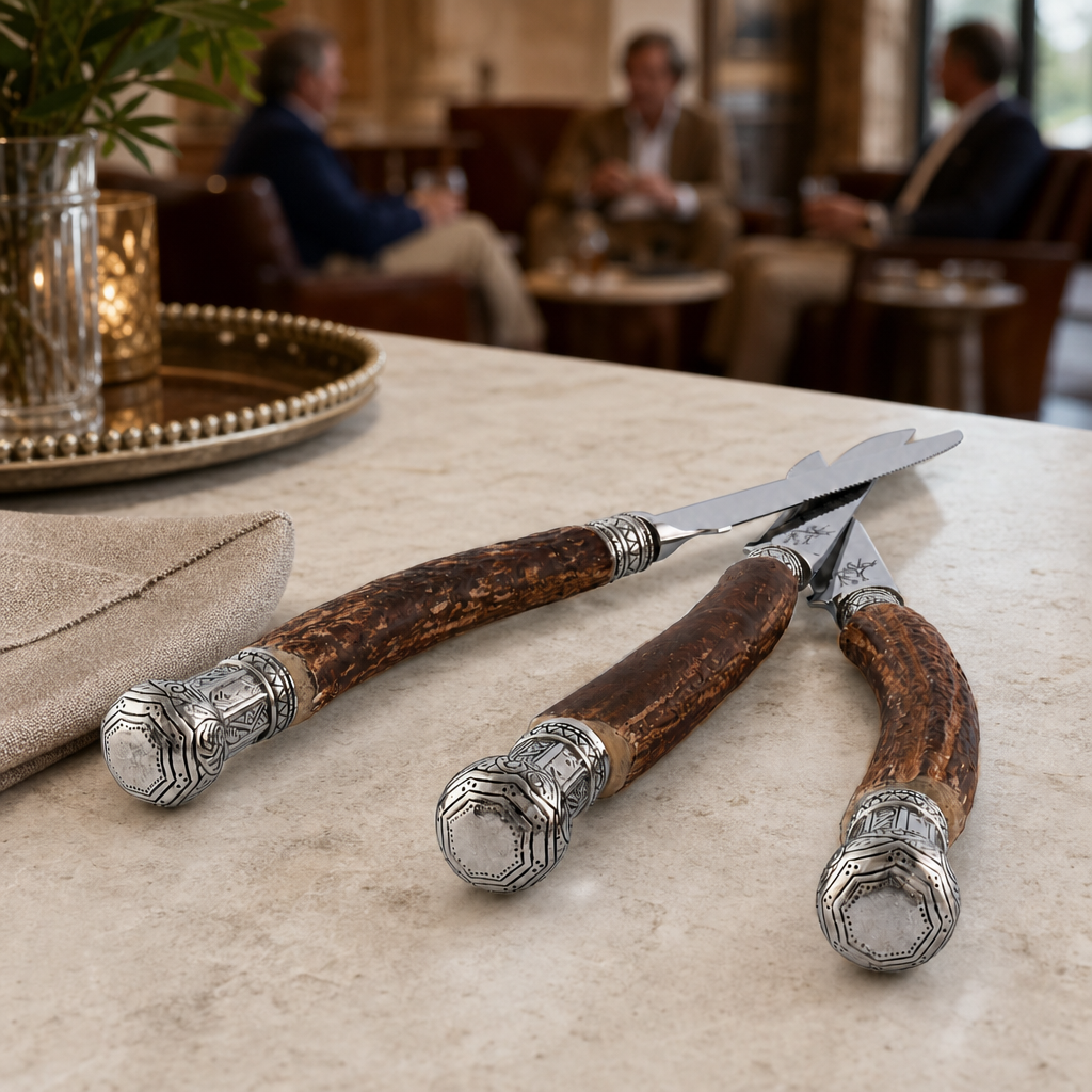 VAGABOND HOUSE  Composite Antler King Crown Steak Knife Set