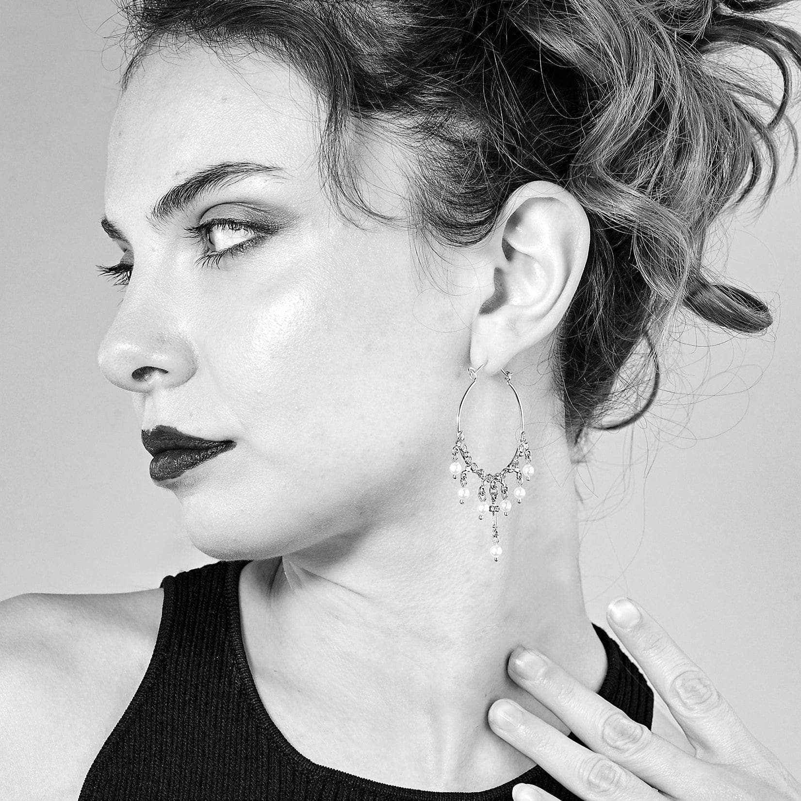 Esme Hoop Earrings Cream Pearl - Gold: Cream Pearl / Gold