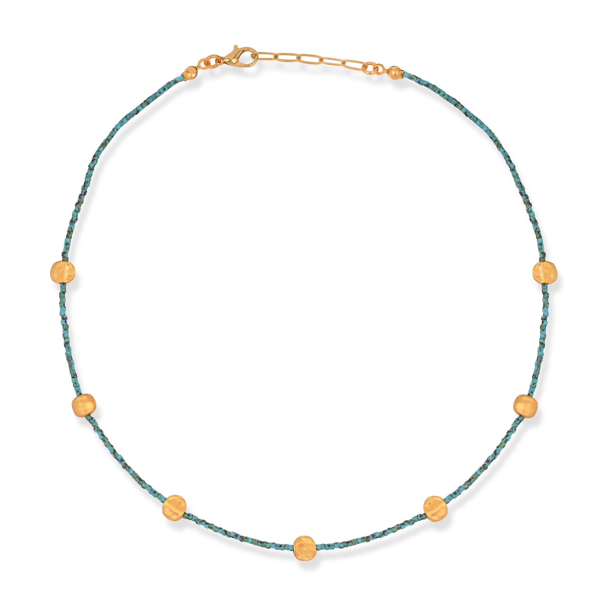 CHAKARR ON TREND | MIYUKI GOLD DISC NECKLACE: Turquoise
