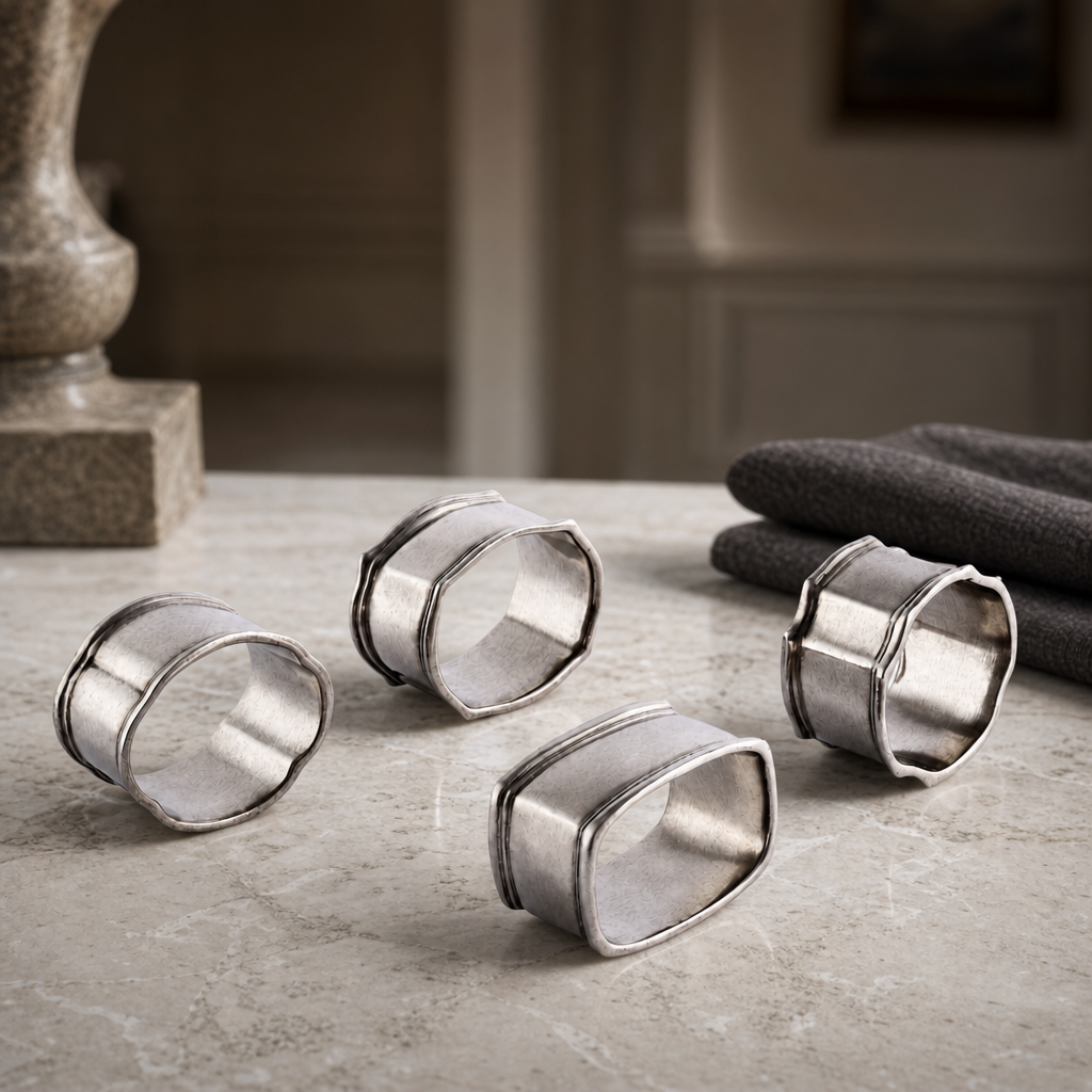 VAGABOND HOUSE Pewter Classic Napkin Ring Set (4)