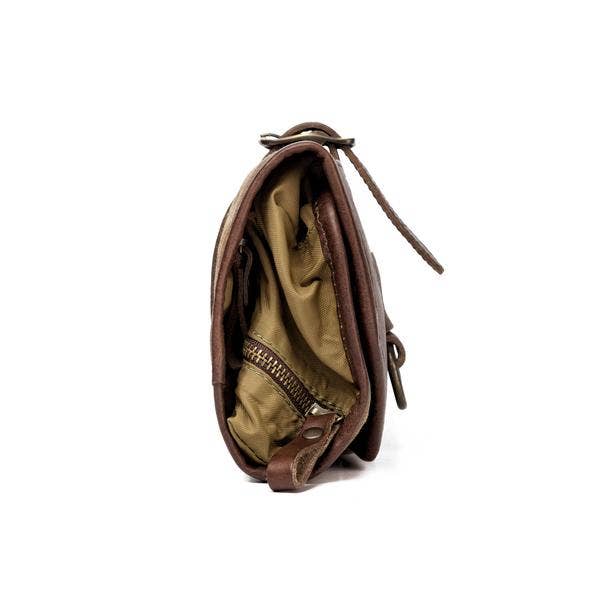 Mission Mercantile Campaign Waxed Canvas Roll-Up Toiletry Shave Kit: Smoke / Forest