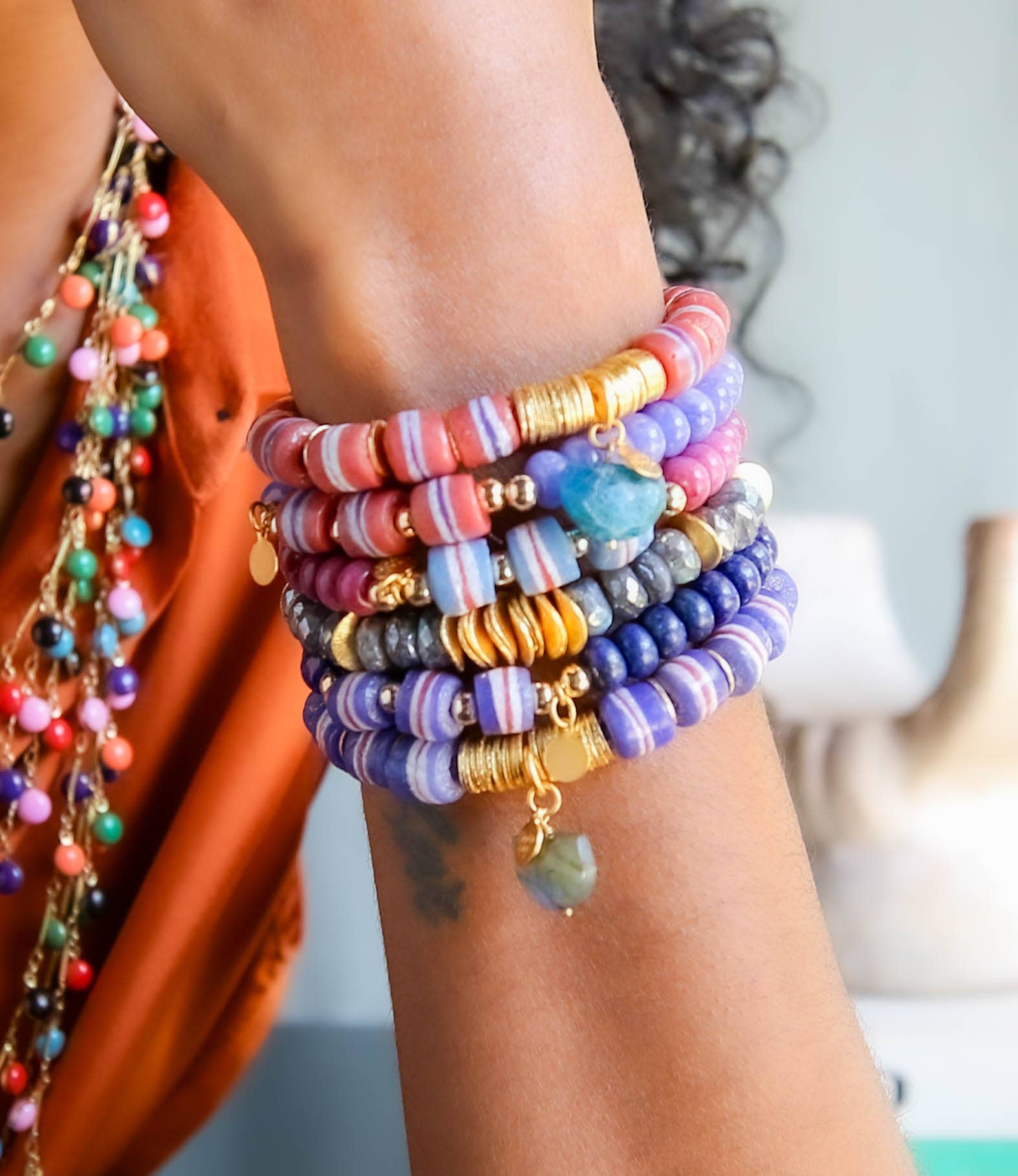Catherine Page Kia Elastic Bracelet in Periwinkle: Navy