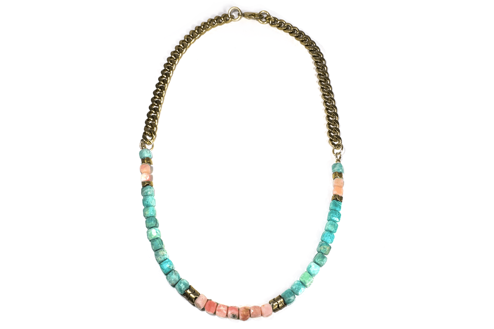 Rachel Nathan Amazonite and Peruvian Pink Opal Necklace