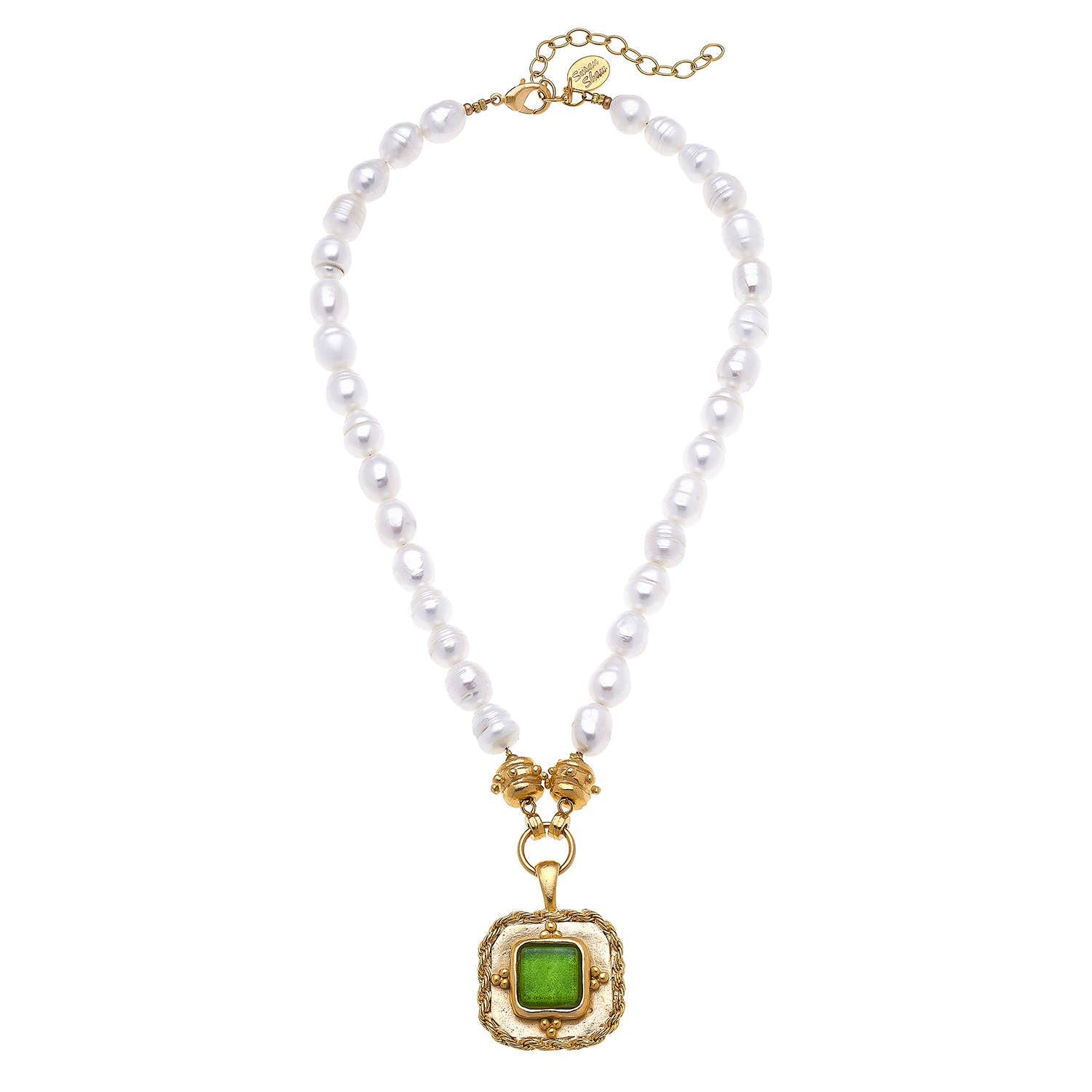 Susan Shaw Madeline Pearl Necklace: Spring Green