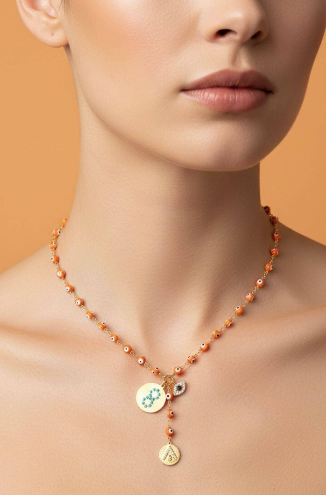 Elizabeth Cole Galia Necklace: Orange