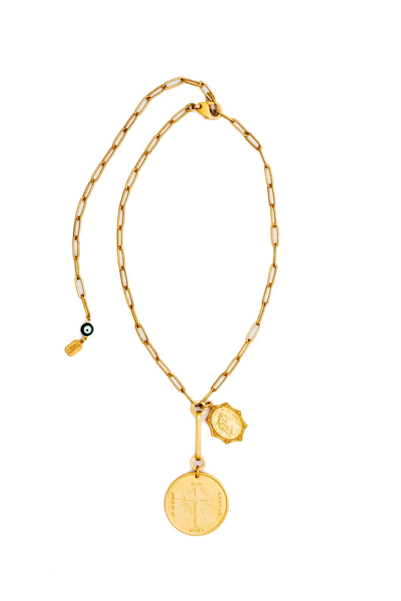 Elizabeth Cole St. Christopher Necklace: Golden Glow