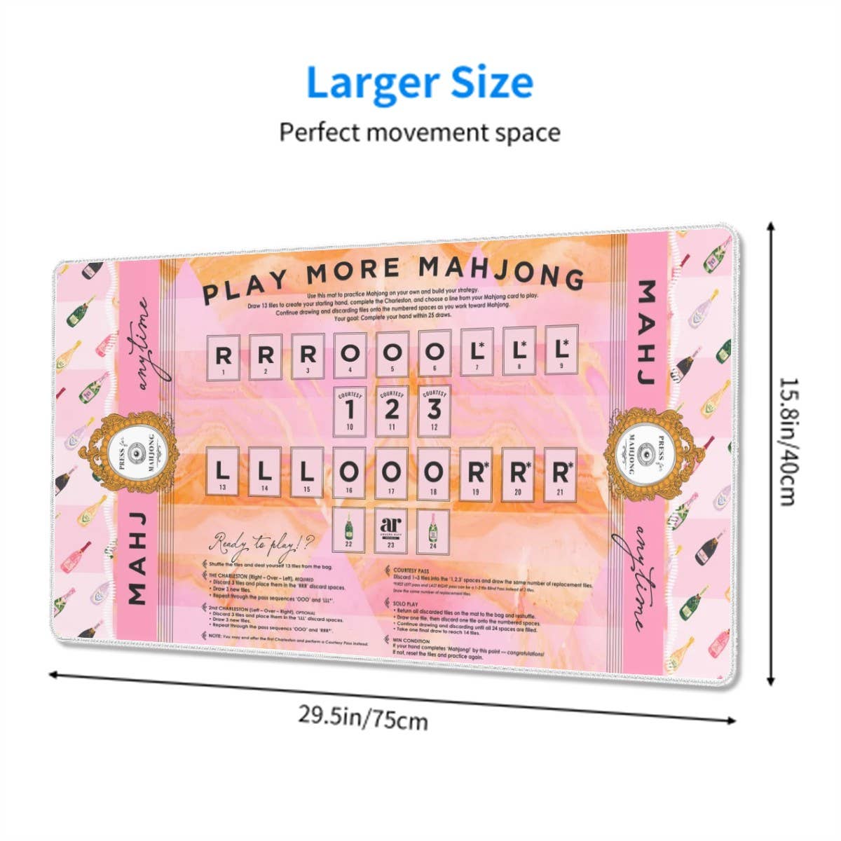 Anders Ruff Champagne &amp; Mahj Solo Practice Mahjong Mat | Solo Play