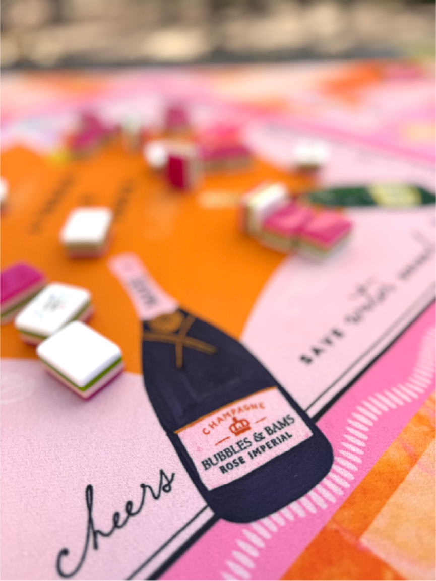 Anders Ruff Bams &amp; Bubbly Mahjong Mat | The Champagne &amp; Mahj Collection: 31.5" x 31.5"