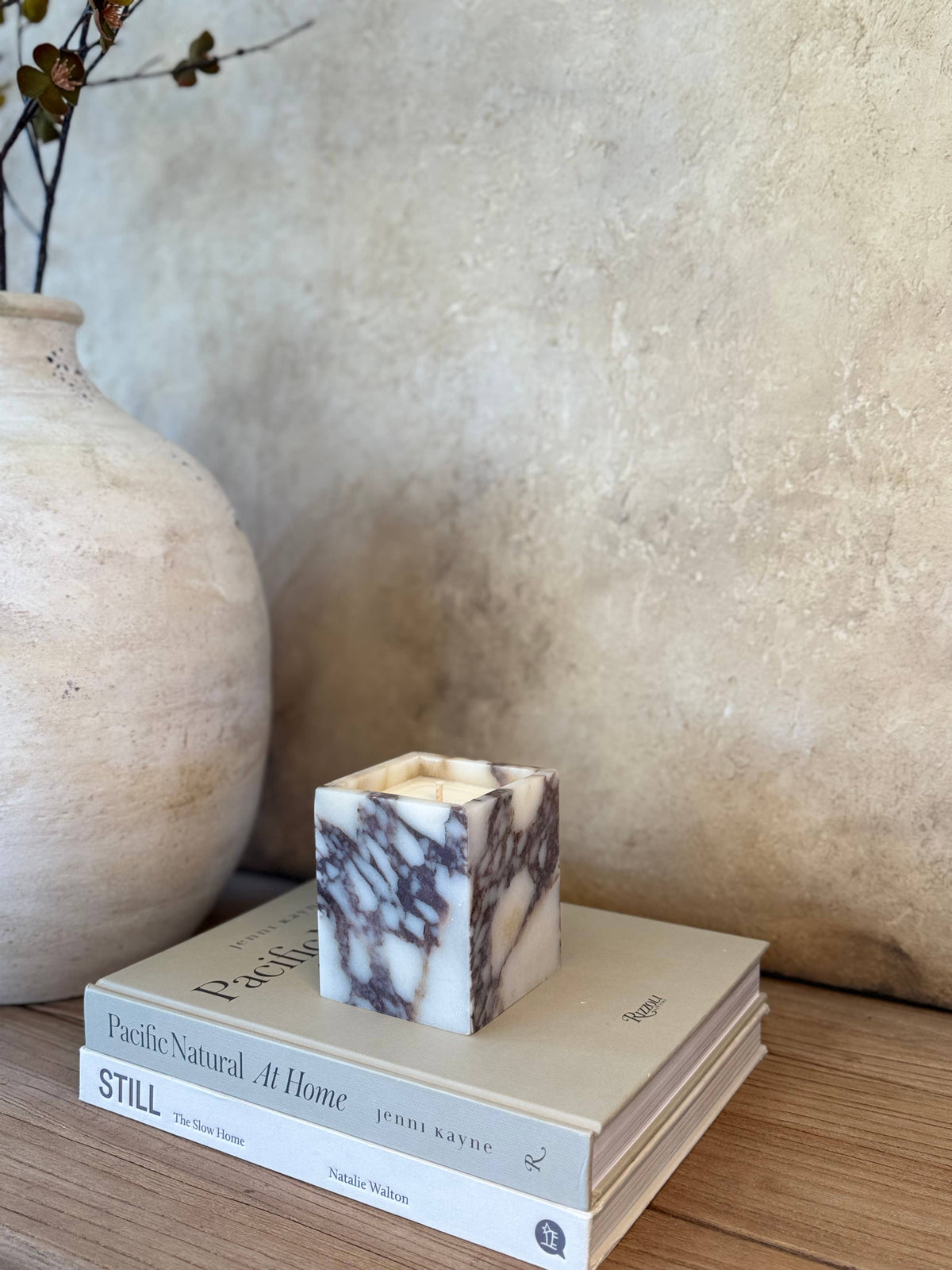 STANDARD WAX Marble Candle- White Label Ready: Purple w/White Veins- Rosso Levanto / 7 Veils Inspired by Byredo