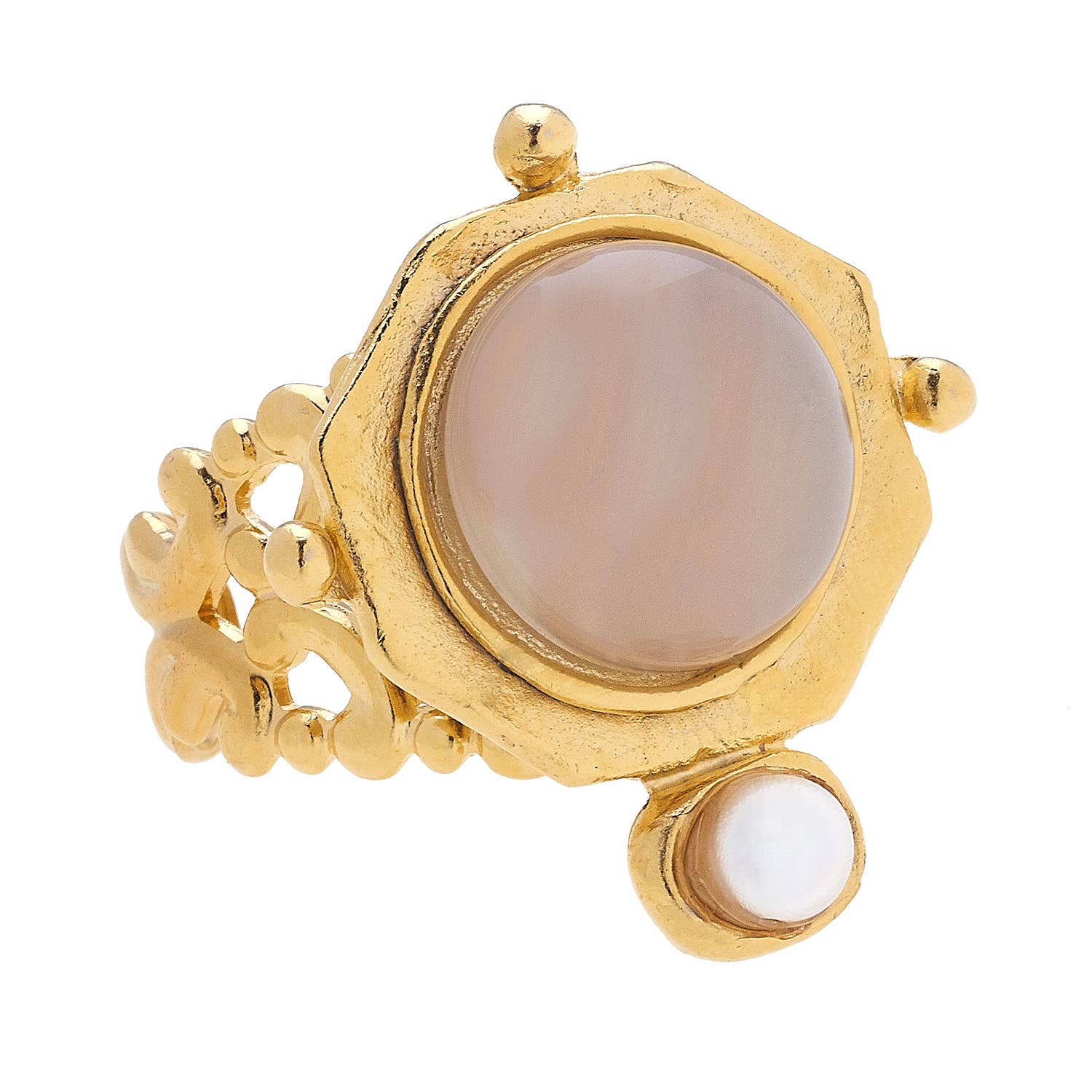 Susan Shaw Becca Ring:  Moonstone + Pearl