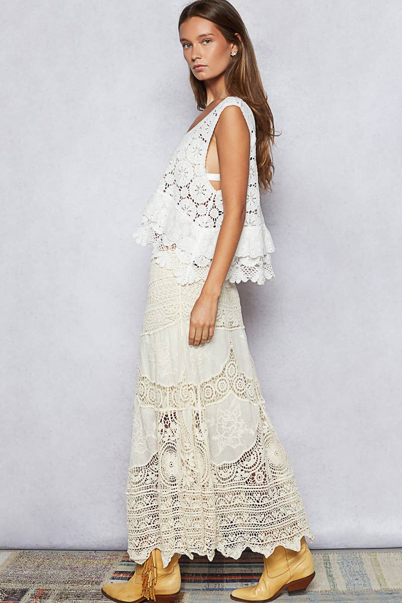 Pol Clothing Embroidered Maxi Skirt