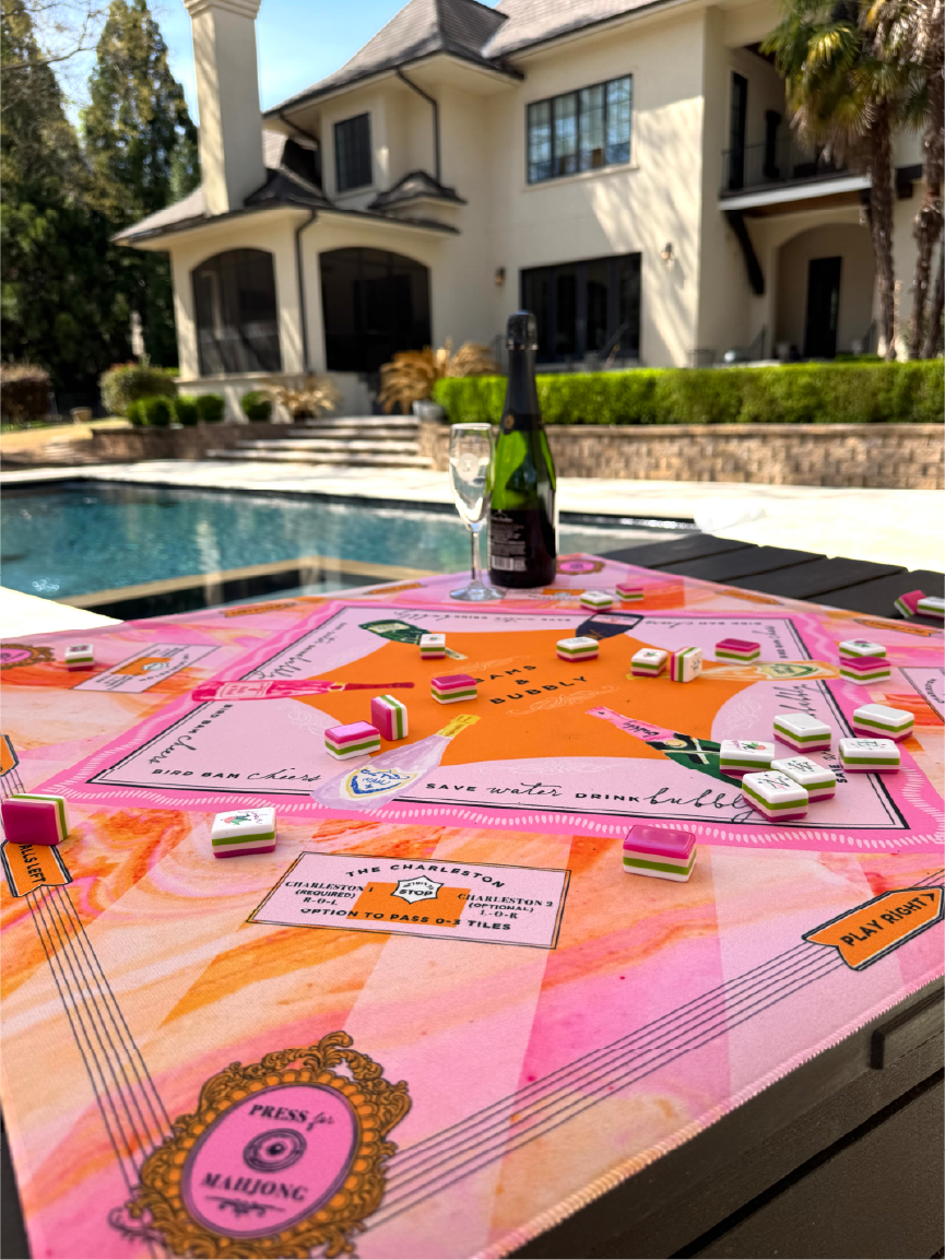 Anders Ruff Bams &amp; Bubbly Mahjong Mat | The Champagne &amp; Mahj Collection: 31.5" x 31.5"