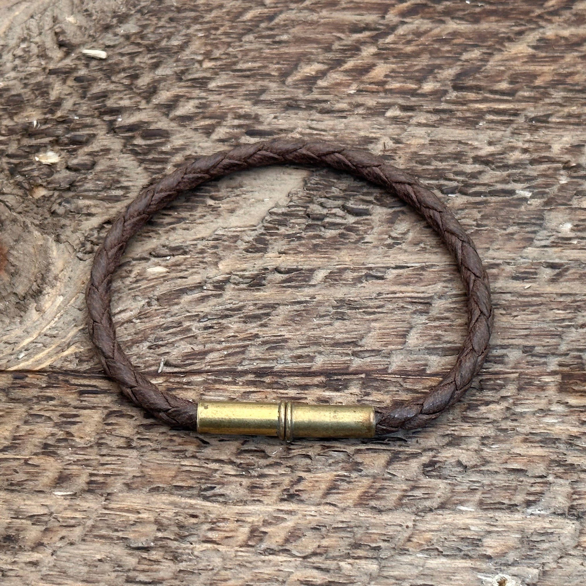 Tres Curevos Flint MEN'S Single Waxed Canvas Bracelet: Brown / Large