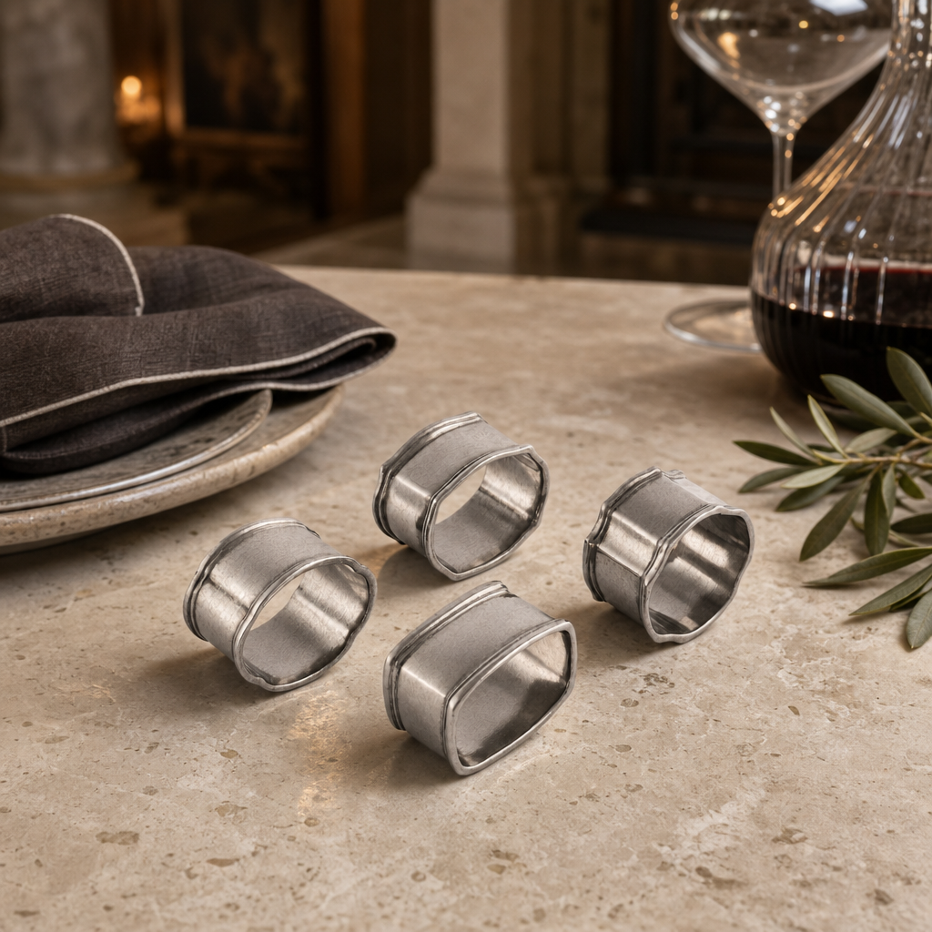 VAGABOND HOUSE Pewter Classic Napkin Ring Set (4)