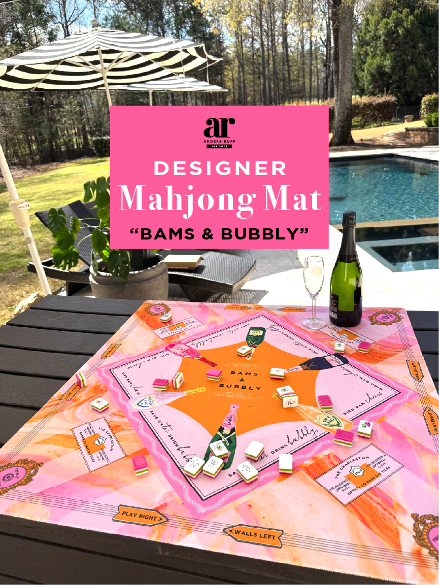 Anders Ruff Bams &amp; Bubbly Mahjong Mat | The Champagne &amp; Mahj Collection: 31.5" x 31.5"