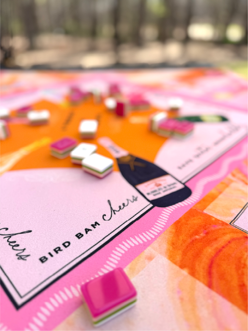 Anders Ruff Bams &amp; Bubbly Mahjong Mat | The Champagne &amp; Mahj Collection: 31.5" x 31.5"