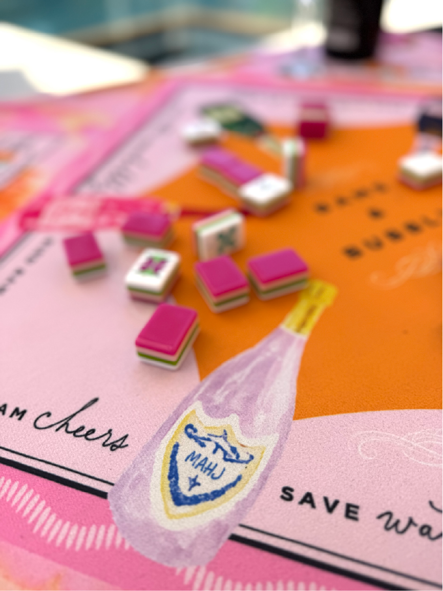 Anders Ruff Bams &amp; Bubbly Mahjong Mat | The Champagne &amp; Mahj Collection: 31.5" x 31.5"