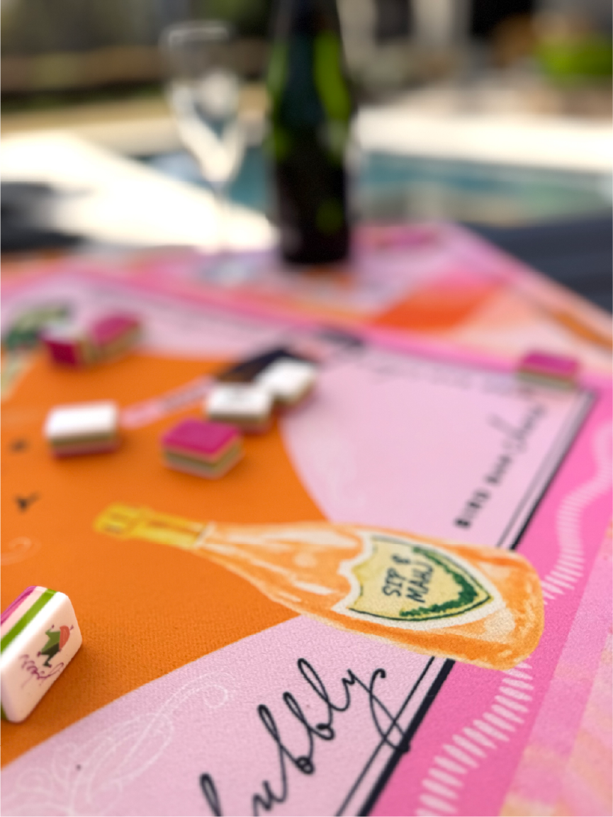 Anders Ruff Bams &amp; Bubbly Mahjong Mat | The Champagne &amp; Mahj Collection: 31.5" x 31.5"