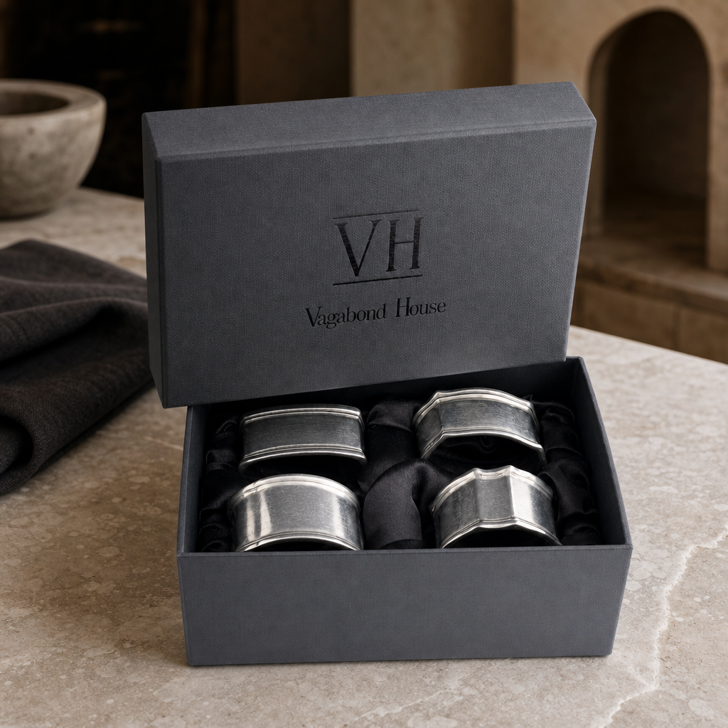VAGABOND HOUSE Pewter Classic Napkin Ring Set (4)