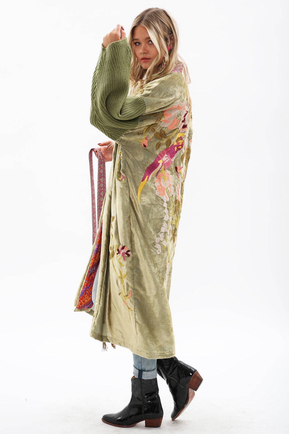 Aratta Something Magical Velvet Coat: Olive