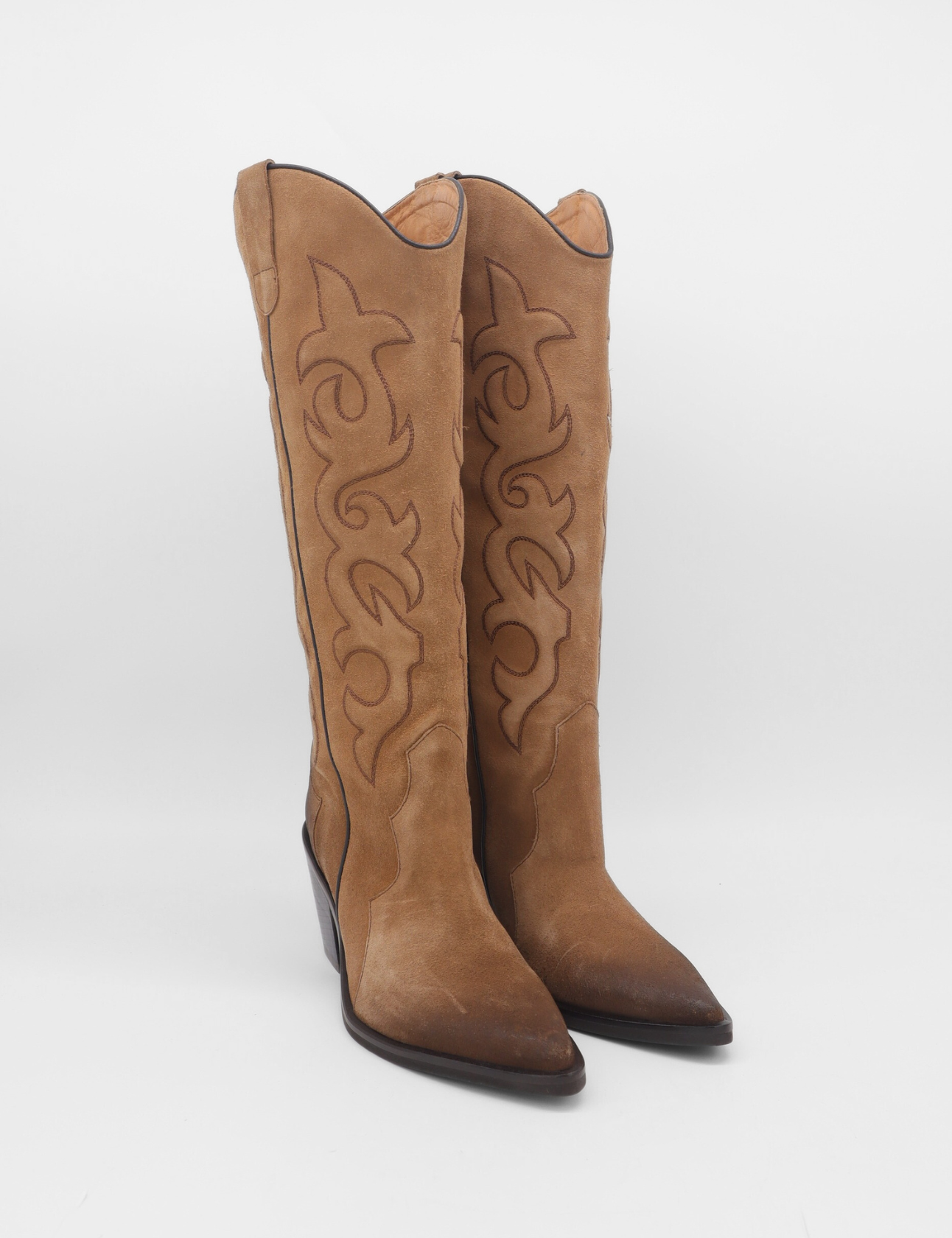 Stivali of New York Elora Women's Western Cowboy Boot in Mocha Suede Leather