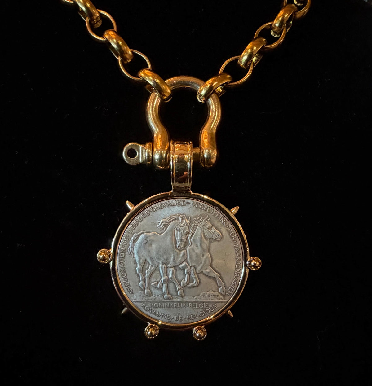 V2 Horse Coin on Shackle Necklace