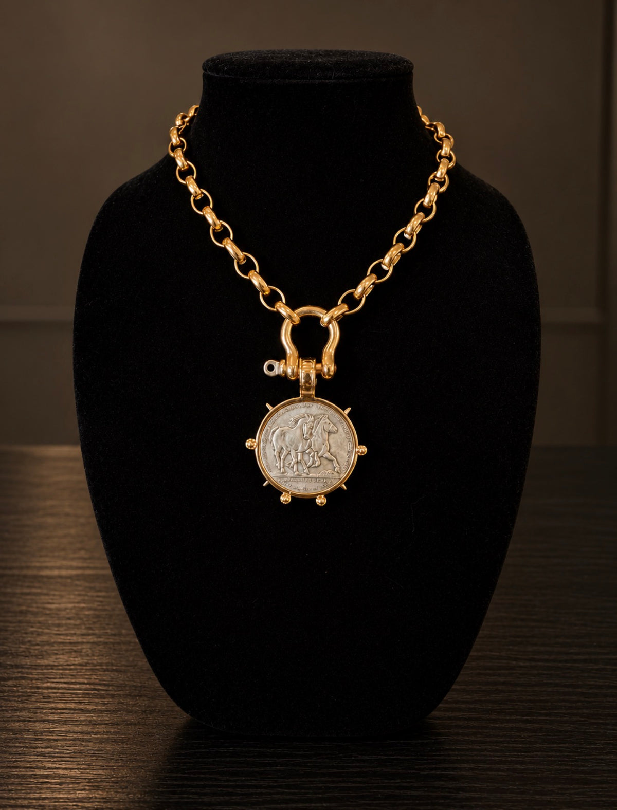 V2 Horse Coin on Shackle Necklace