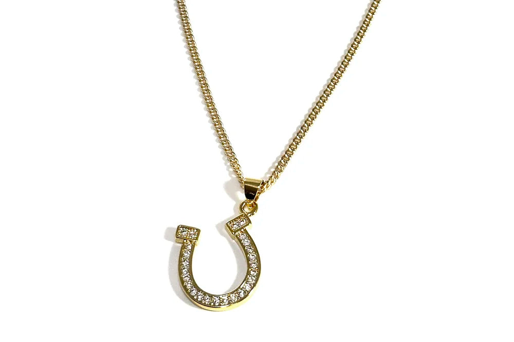Rachel Nathan Lucky Pave Horseshoe Necklace