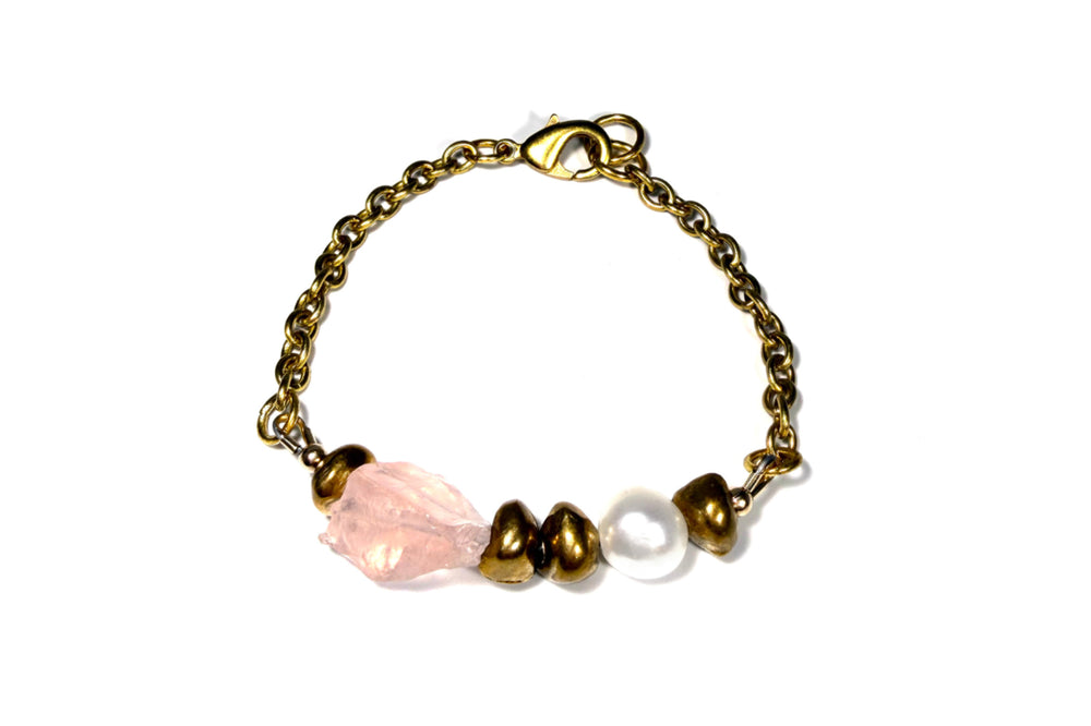 Rachel Nathan Remix: Meridian Raw Rose Quartz Bracelet S/M
