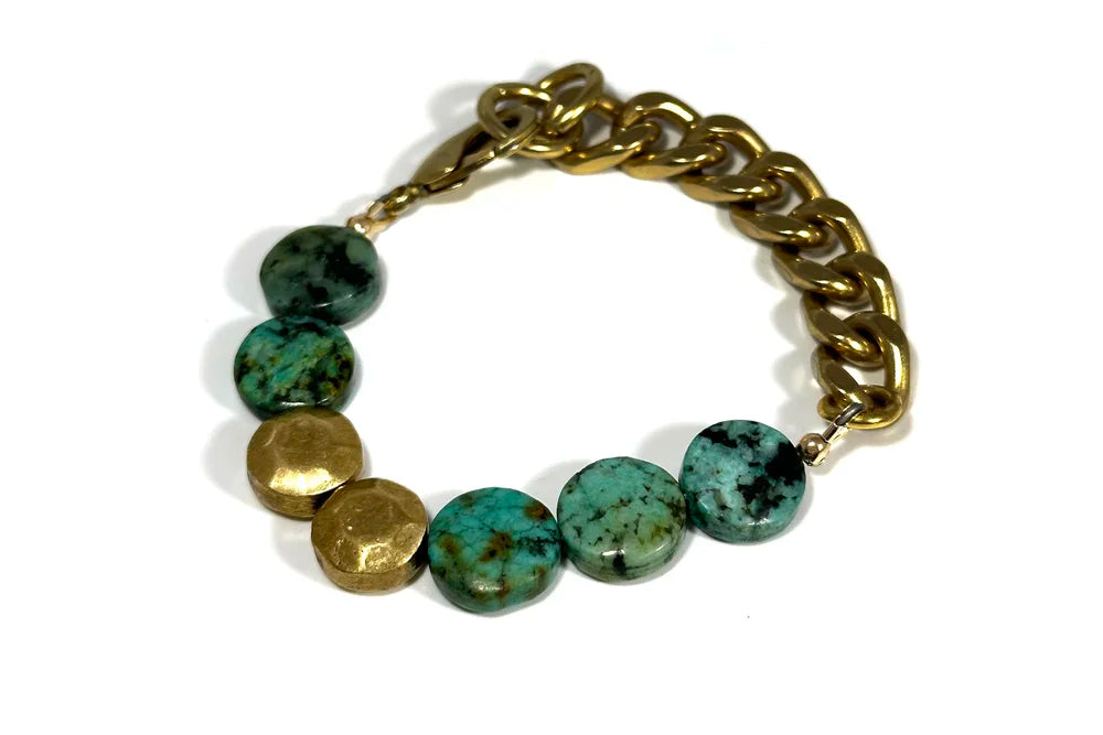 Rachel Nathan Remix: African Turquoise Coin Bracelet S/M