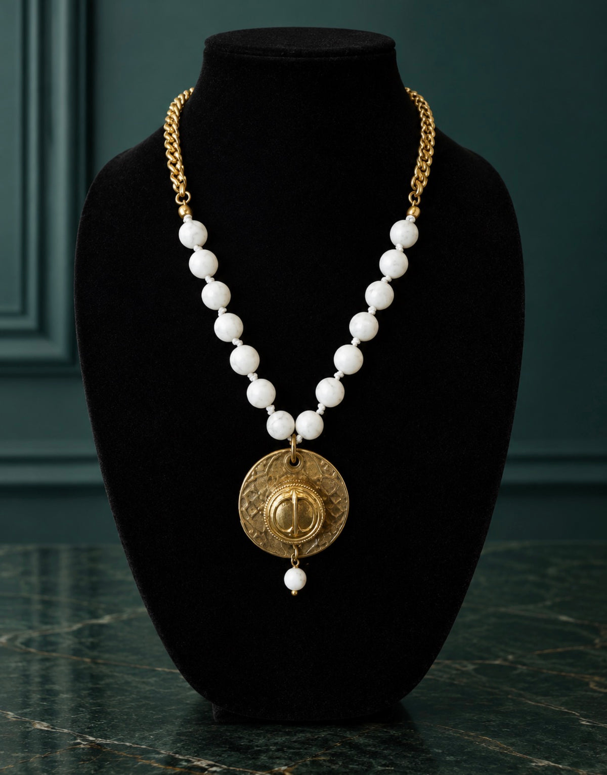 V2 Chanel Dior Button/Door Plate Necklace